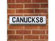 Vintage parts USA VPAY22BB CANUCKS8 NHL Vancouver Canucks White Stamped Street Sign Mancave Wall Art Vintage parts USA VPAY22BB CANUCKS8 NHL Vancouver Canucks White Stamped Street Sign Mancave Wall Art