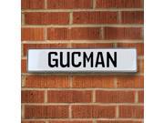 Vintage parts USA VPAY1AFF3 Gucman White Stamped Aluminum Street Sign Mancave Wall Art Vintage parts USA VPAY1AFF3 Gucman White Stamped Aluminum Street Sign Mancave Wall Art