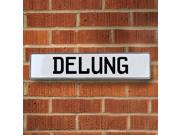 Vintage parts USA VPAY15BE8 Delung White Stamped Aluminum Street Sign Mancave Wall Art Vintage parts USA VPAY15BE8 Delung White Stamped Aluminum Street Sign Mancave Wall Art