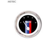 Volt Gauge-Metric Vintage Autobahn Black White Modern Needles Chrome Trim Rings Style Kit Installed Volt Gauge-Metric Vintage Autobahn Black White Modern Needles Chrome Trim Rings Style Kit Installed