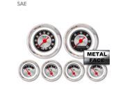 Assembled 6 Gauge Set w emblem-American Retro Rodder Red Classic Needles Chrome Bezels Assembled 6 Gauge Set w emblem-American Retro Rodder Red Classic Needles Chrome Bezels