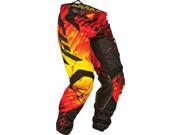 Fly Racing Kinetic Glitch Pant Red Black Yellow Sz 28S 368 43228S