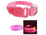 InnoLife LED Dog Night Safety Collar LED Light up W circular Pendant Nylon Collar Size M Pink