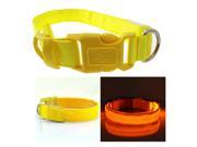 InnoLife LED Dog Night Safety Collar LED Light up W circular Pendant Nylon Collar Size L Yellow