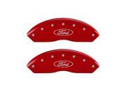 MGP Caliper Covers 10220SFRDRD Oval Logo Ford Red Caliper Covers Engraved Front Rear Set of 4
