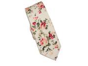 Men s Ivory Pink Floral Slim Neck Tie
