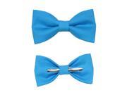 Men s Clip on Malibu Blue Cotton Bow Tie
