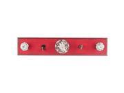 Red Wood Plaque with 5 Hooks Knobs