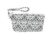 Mini Gray Damask Canvas Wristlet