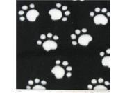 FLC Paw Print on Black Fleece Fabric