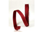 3 8 Dark Red with Black Stitching Ribbon