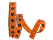 3 8 Orange Black Dotted Grosgrain Ribbon