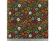 CCW10 34 Bright Circles on Brown Cotton Fabric