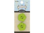 25mm Lime Solid Matte Flower 2 Hole Buttons