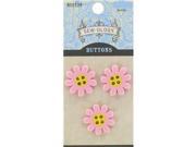 20mm Light Pink Shiny Daisy 4 Hole Buttons