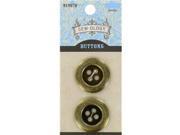 25mm Antique Gold Round 4 Hole Metal Buttons