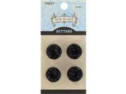 16mm Black Glitzy Gem Circle Buttons with Shank