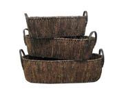 Dark Brown Oval Maize Baskets with Handles