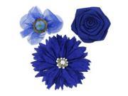 Blue Embellished Fabric Flowers