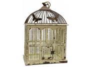 Antique Cream Wood Bird Cage with Butterflies