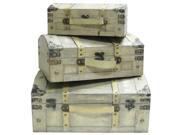 Ivory Faux Leather Wood Domed Trunks