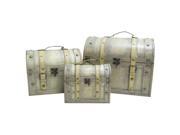 Ivory Faux Leather Wood Domed Chests