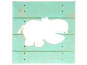 Green Hippo Cut Out Wood Sign