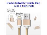 2 in 1 Double Sided Reverse Plug Micro Lightning to USB Charge Sync Cable for iPhone iPad Samsung Android smartphones 3.3 Feet
