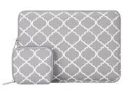 Mosiso Quatrefoil Moroccan Trellis Style Canvas Fabric Case with Small Charger Case for MacBook 13 13.3 Inches