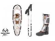 Yukon Charlie s Aluminum Snowshoes up to 200lbs Snow Camo w poles M L gaiters
