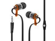 MAXROCK TM Free tangle Slim Flat Cable Metral Headphones with Mic 3.5mm Earphones for Cell Phones Iphone4s 5s Samsung Htc Ipod Tablet Mp3 and Laptop orange