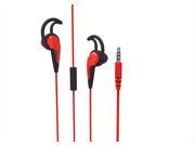 MAXROCK TM Sport Headphones with Mic In ear Wired Earbuds with Earfin 3.5mm Plug for Cellphones Ipad Tablet and Taplop Red