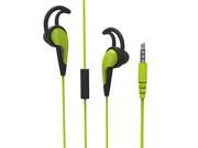 MAXROCK TM Sport Headphones with Mic In ear Wired Earbuds with Earfin 3.5mm Plug for Cellphones Ipad Tablet and Taplop Green