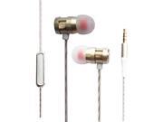 MAXROCK TM iphone6 Golden Color Metal Headphones With In line Microphone 3.5mm Universial Plug for Cellphones Tablets and Laptop