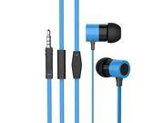 MAXROCK In ear Stereo Earset Flat Studio Mix 60 Jack 3 5 mm with Microphone and Answer Button Blue