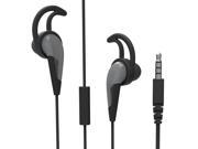 MAXROCK TM Sport Headphones with Mic In ear Wired Earbuds with Earfin 3.5mm Plug for Cellphones Ipad Tablet and Taplop Gray