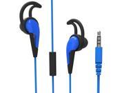 MAXROCK TM Sport Headphones with Mic In ear Wired Earbuds with Earfin 3.5mm Plug for Cellphones Ipad Tablet and Taplop Blue