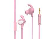 MAXROCK In ear Ear Fin Sport Headphones with in line Mic Silicon Housing Pink