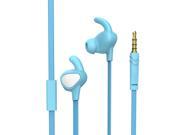 MAXROCK In ear Ear Fin Sport Headphones with in line Mic Silicon Housing Blue