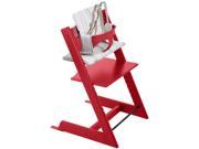 Stokke Tripp Trapp Chair With Baby Set and Soft Stripe Cushion Red