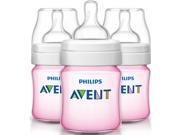 Philips Avent Anti colic Baby Bottles Pink 4oz 3 Pack
