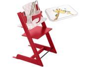 Stokke Tripp Trapp Chair With Baby Set Table Top Pink Chevron Cushion Red