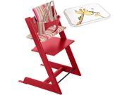 Stokke Tripp Trapp Chair With Baby Set Table Top Candy Stripe Cushion Red