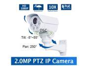 Rotary 1080P ONVIF Outdoor Bullet PTZ IP Camera With POE Card Slot 2.0MP 10X Zoom IR 80m Night Vision CCTV IP Camera SD Card Slot