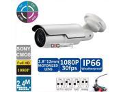 2.4Megapixel 1080P HD CVI TVI AHD 42IRs bullet Camera Motorized Varifocal Lens 2.8 12mm with Auto Focus Remotely Zoom In Out Automatic Focus Video Surveill