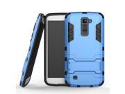 Olen LG k10 Case TPU and PC 2 in 1 Kickstand Protective Cover Finish Case for LG k10 Blue