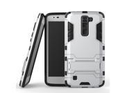 Olen LG K7 Case TPU and PC 2 in 1 Kickstand Protective Cover Finish Case for LG K7 Silver