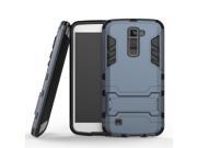 Olen LG K10 Case TPU and PC 2 in 1 Kickstand Protective Cover Finish Case for LG K10 Blue Black