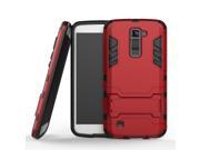 Olen LG k10 Case TPU and PC 2 in 1 Kickstand Protective Cover Finish Case for LG k10 Red
