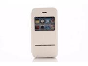 Olen Classic Series Smart Window View Touch Metal Front Flip Cover Folio Case for iPhone 5s White